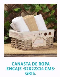 CANASTA DE ROPA ENCAJE -32X22X14 CMS - GRIS