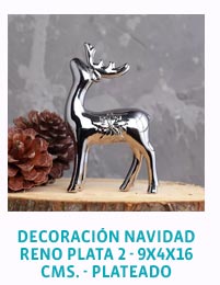 DECORACIN NAVIDAD RENO PLATA 2 - 9X4X16 CMS. - PLATEADO