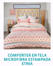 COMFORTER EN TELA MICROFIBRA ESTAMPADA ETNIA