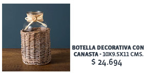 Botella decorativa con 
canasta