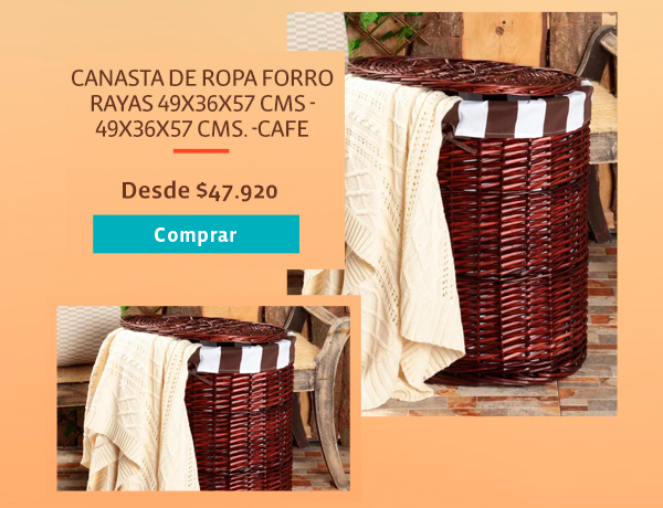 CANASTA DE FORRO RAYAS 49X36X57 CMS 49X36X57 CMS CAFE