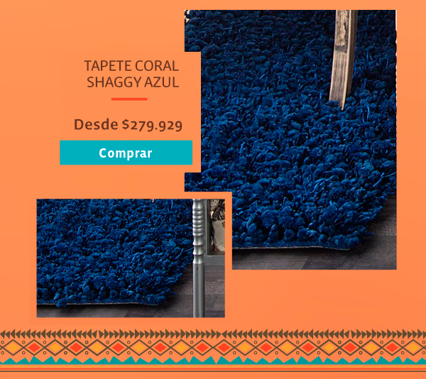 Tapete coral shaggy azul