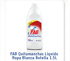 FAB Quitamanchas Líquido Ropa Blanca Botella 1,5L