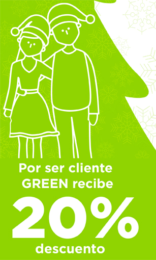 Por ser cliente GREEN recibe 20% descuento