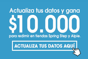 Actualiza tus datos y gana $10.000 para redimir en tiendas Spring Step y Alpie - Actualiza tus datos aquí