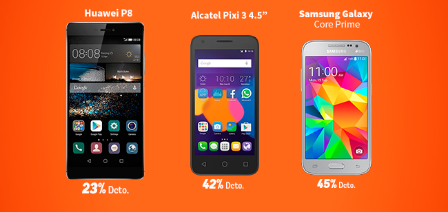 Huawei P8 - Alcatel Pixi 3 4.5' - Samsung Galaxy Core Prime