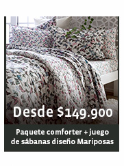 Desde $149.900 - Paquetes comforter + juego de sábanas diseño Mariposas