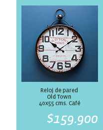 $159.900 - Reloj de pared Old Town 
40x55 cms. Café