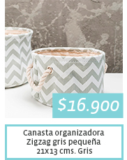 $16.900 - Canasta organizadora Zigzag gris pequeña 21x13 cms. Gris