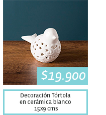 $19.900 - Decoración Tórtola 
en cerámica blanco 15x9 cms