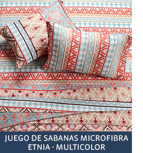 JUEGO DE SABANAS MICROFIBRA ETNIA - MULTICOLOR