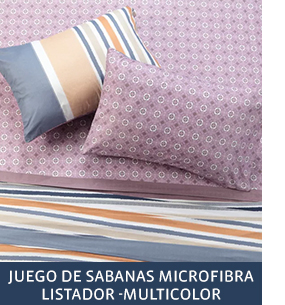 JUEGO DE SABANAS MICROFIBRA LISTADOR -MULTICOLOR